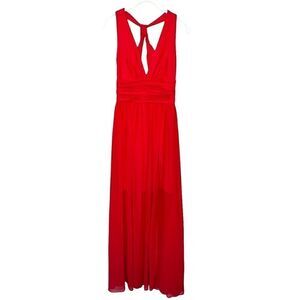 French Connection Red Andros Jersey Halter Maxi Dress Size 4 (Fits Like 0-2)